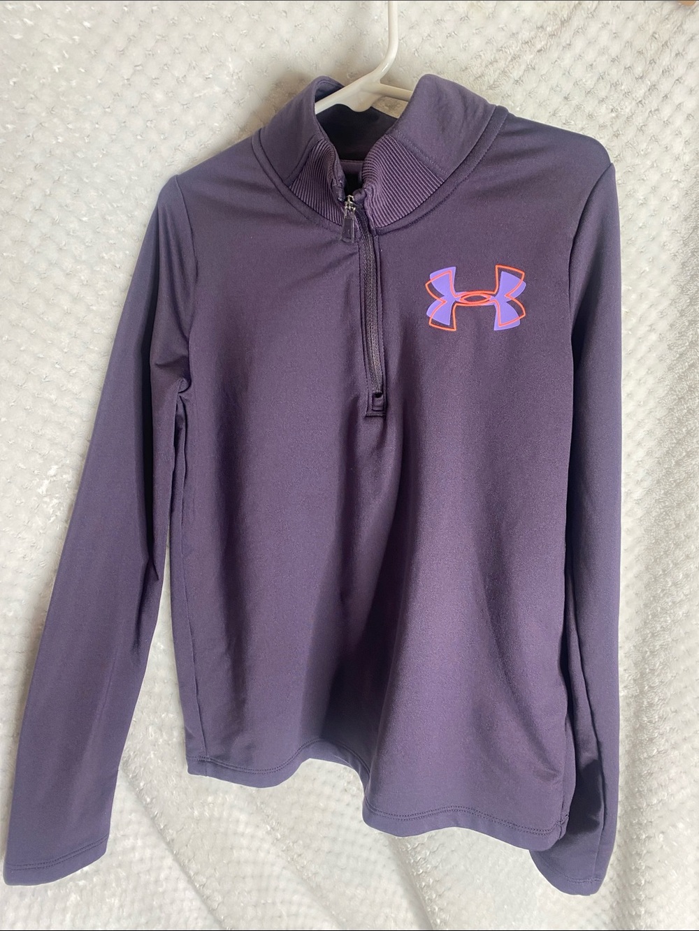 Under Armour Girls Purple Quarter-Zip Performance Pullover